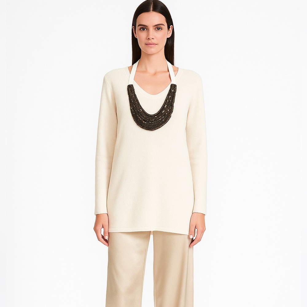 ADAM by Adam Lippes merino wool Women Ivory sweater beads medium